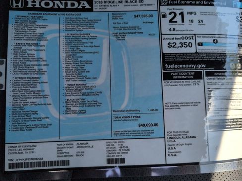 New 2026 Honda Ridgeline Black Edition image 16