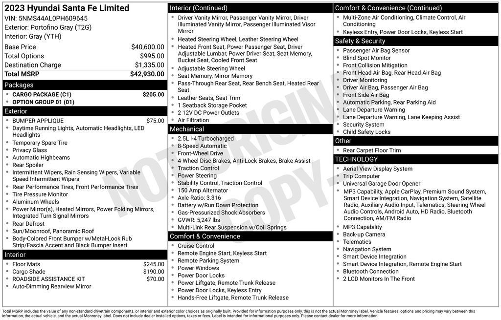Used 2023 Hyundai Santa Fe Limited w/ Cargo Package FWD image 5