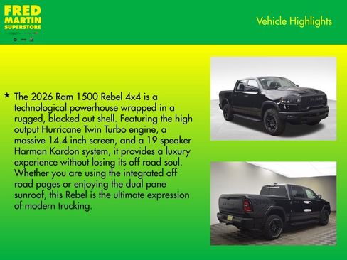 New 2026 RAM 1500 Rebel w/ Rebel Level 2 Equipment Group AWD/4WD image 8