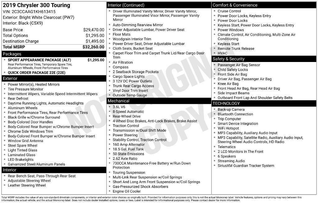 Used 2019 Chrysler 300 Touring w/ Sport Appearance Package RWD image 42
