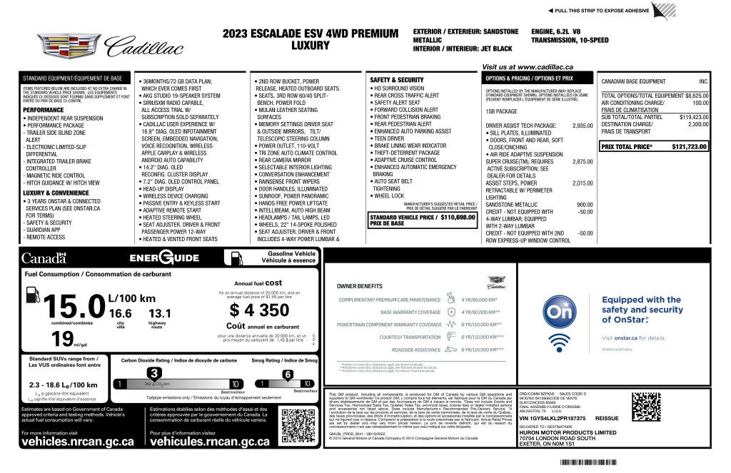 Used 2023 Cadillac Escalade ESV Premium Luxury w/ Touring Package AWD/4WD image 3