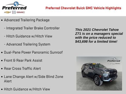 Certified 2021 Chevrolet Tahoe Z71 w/ Z71 Signature Package AWD/4WD image 4