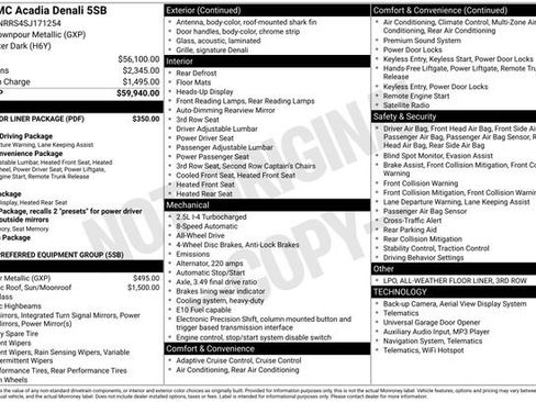 Used 2025 GMC Acadia Denali w/ LPO, Floor Liner Package image 20