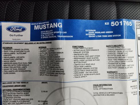 Used 2019 Ford Mustang Bullitt w/ Bullitt Electronics Package RWD image 30