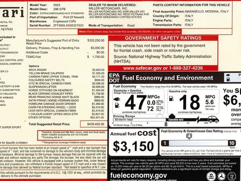Certified 2025 Ferrari 296 GTB RWD image 2