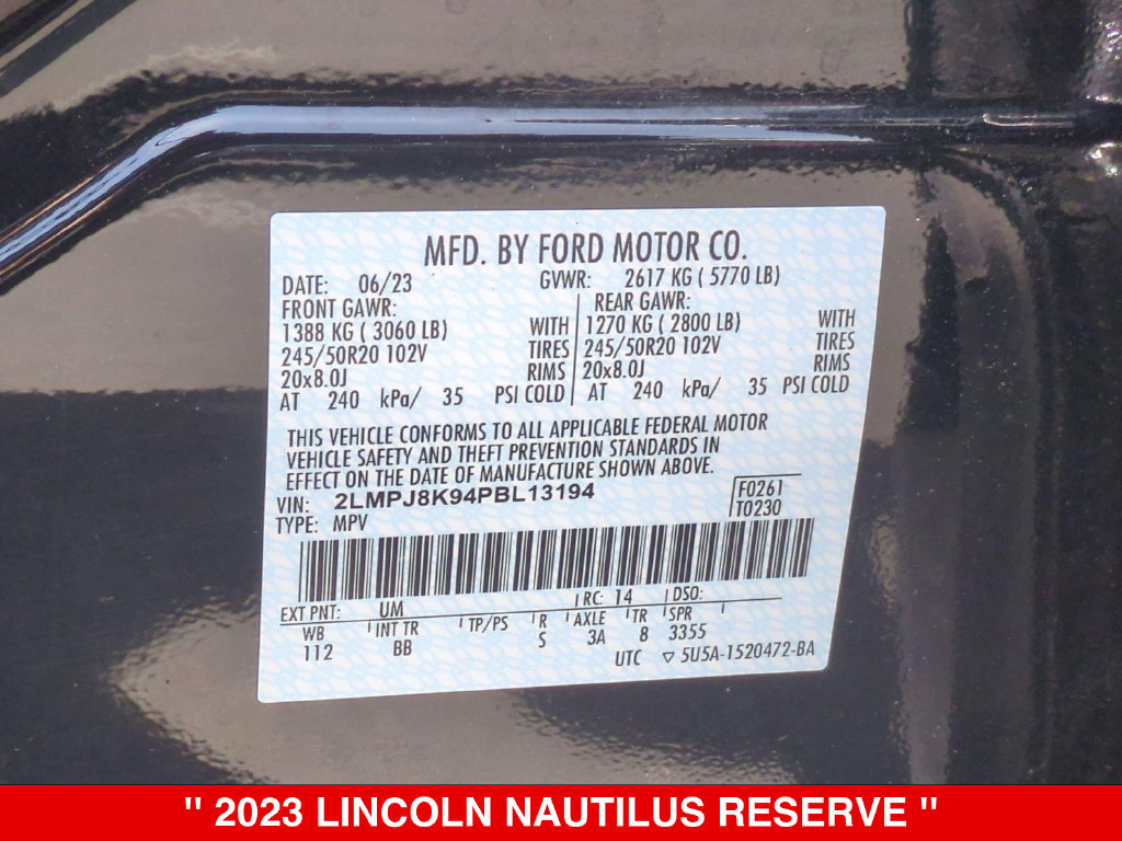 Used 2023 Lincoln Nautilus Reserve w/ Monochromatic Package AWD/4WD image 26