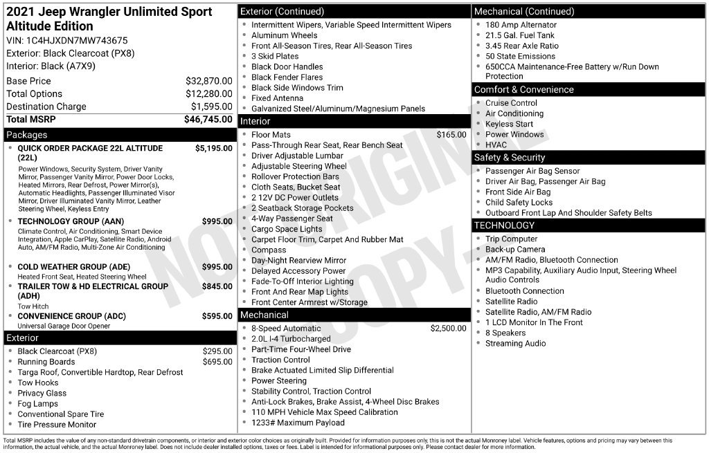 Used 2021 Jeep Wrangler Unlimited Sport AWD/4WD image 3
