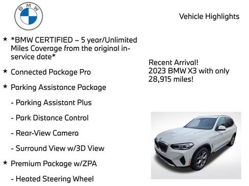 Certified 2023 BMW X3 xDrive30i w/ Premium Package w/ZPA image 4