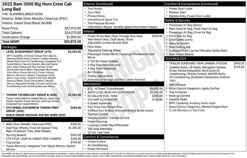 Used 2022 RAM 3500 Big Horn w/ Level B Equipment Group AWD/4WD image 10