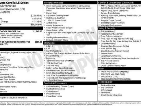 Used 2024 Toyota Corolla LE w/ LE Convenience Package image 34