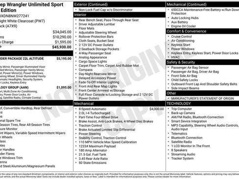Used 2022 Jeep Wrangler Unlimited Sport AWD/4WD image 15