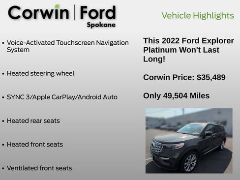 Used 2022 Ford Explorer Platinum w/ Equipment Group 601A AWD/4WD image 13