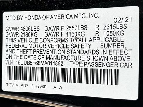 Certified 2021 Acura TLX w/ Advance Package FWD image 35