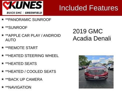 Used 2019 GMC Acadia Denali w/ Technology Package AWD/4WD image 2