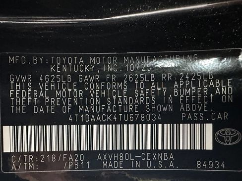 Used 2026 Toyota Camry LE FWD image 11