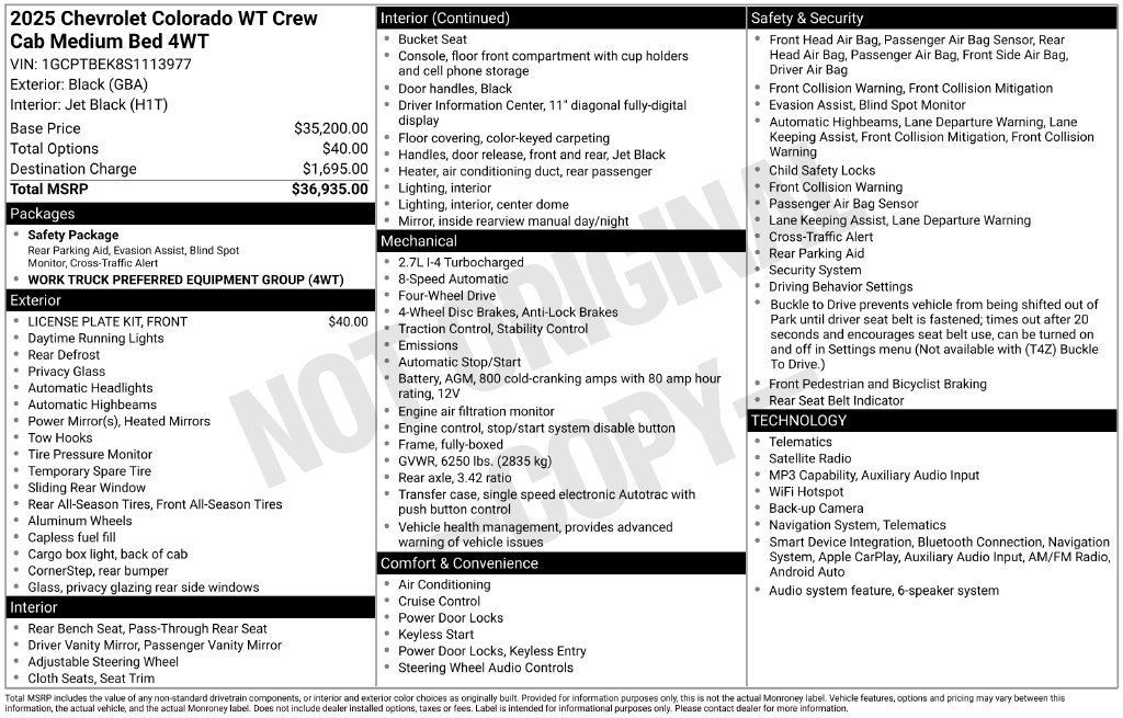 Used 2025 Chevrolet Colorado W/T AWD/4WD image 2