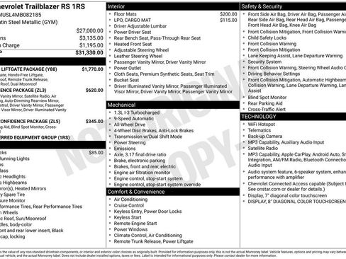 Used 2021 Chevrolet TrailBlazer RS w/ Sun and Liftgate Package AWD/4WD image 11