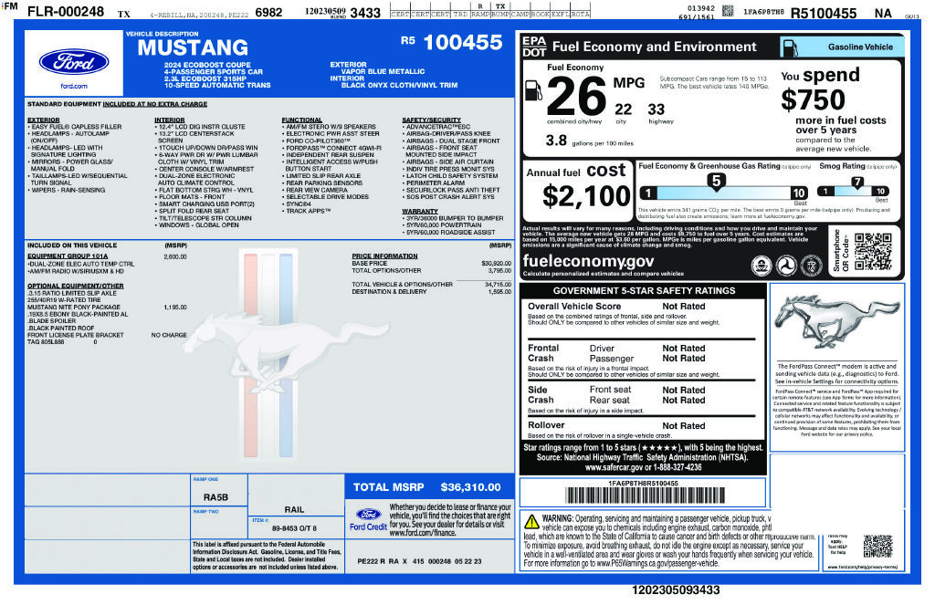 Used 2024 Ford Mustang Coupe RWD image 32