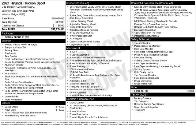 Used 2021 Hyundai Tucson Sport AWD/4WD image 25
