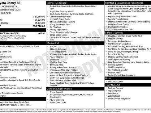 Used 2024 Toyota Camry SE w/ Convenience Package FWD image 36