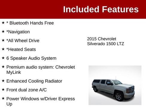 Used 2015 Chevrolet Silverado 1500 LTZ w/ LTZ Plus Package AWD/4WD image 3