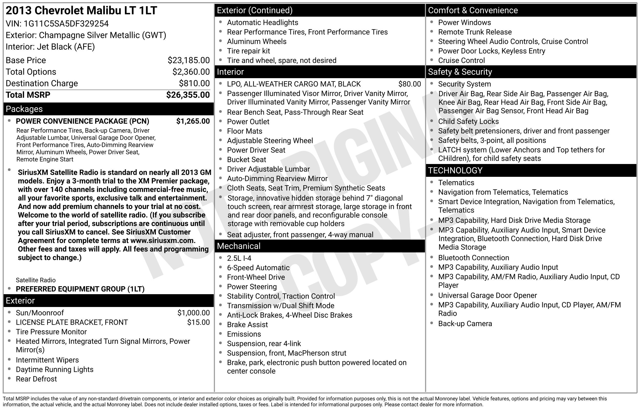Used 2013 Chevrolet Malibu LT w/ Power Convenience Package FWD image 3