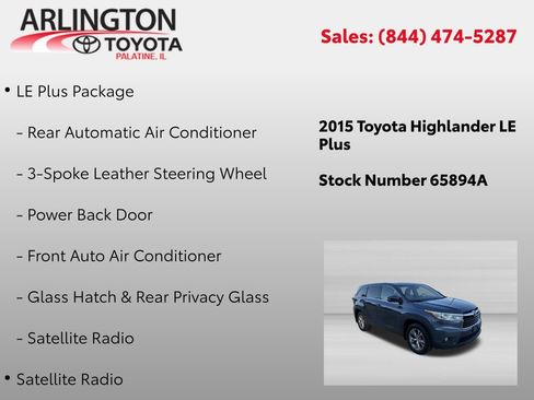 Used 2015 Toyota Highlander Plus AWD/4WD image 2