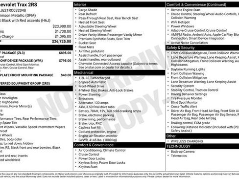 Used 2024 Chevrolet Trax RS w/ Sunroof Package FWD image 20