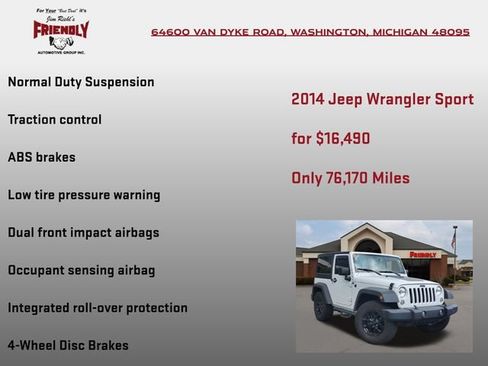 Used 2014 Jeep Wrangler Sport w/ Quick Order Package 24S AWD/4WD image 20