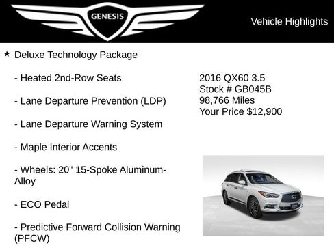 Used 2016 INFINITI QX60 Luxe w/ Deluxe Technology Package AWD/4WD image 16