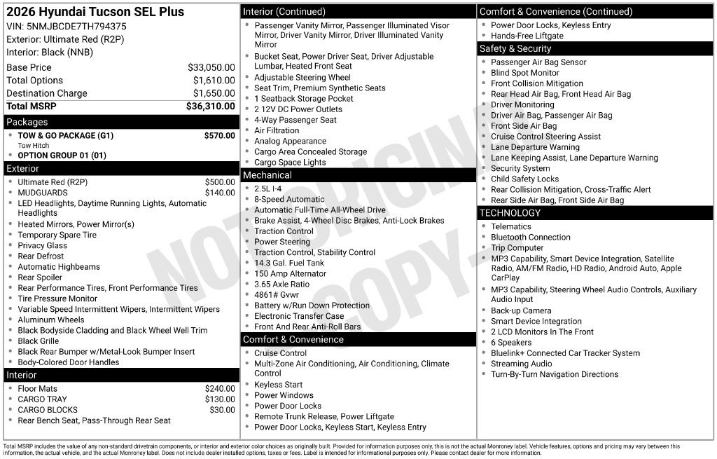 New 2026 Hyundai Tucson SEL AWD/4WD image 4