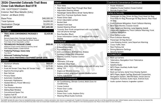 New 2026 Chevrolet Colorado Trail Boss AWD/4WD image 26