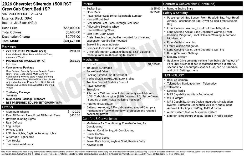New 2026 Chevrolet Silverado 1500 RST w/ Z71 Off-Road Package AWD/4WD image 5