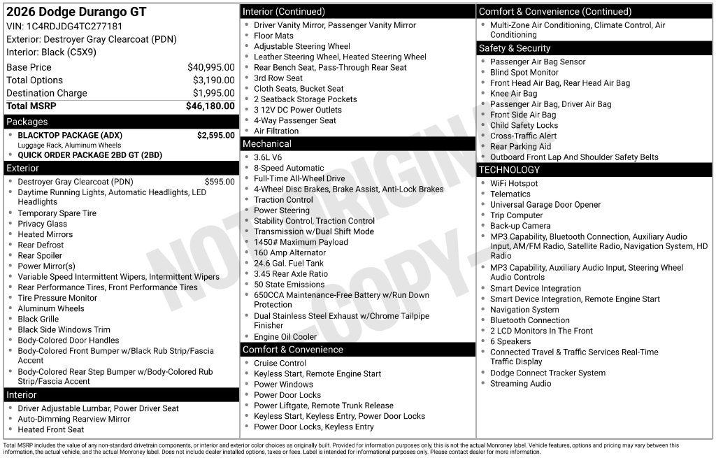 New 2026 Dodge Durango GT w/ Blacktop Package AWD/4WD image 5