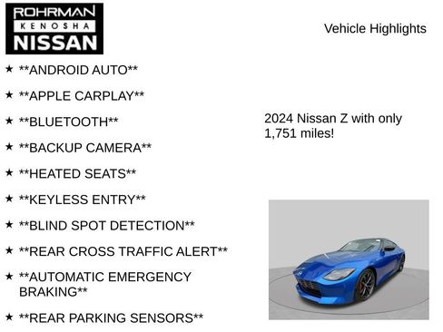 New 2024 Nissan Z Performance w/ Floor Mat Package RWD image 8