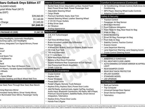 Used 2024 Subaru Outback Onyx Edition XT w/ Popular Package #2 image 2