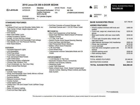 Used 2015 Lexus ES 350 image 39