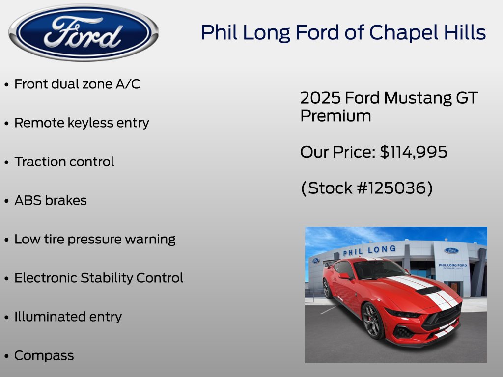 New 2025 Ford Mustang GT Premium w/ GT Performance Package RWD image 8