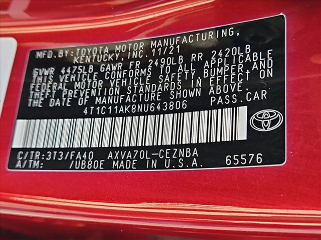Used 2022 Toyota Camry LE w/ Carpet Mat Package (TMS) FWD image 28