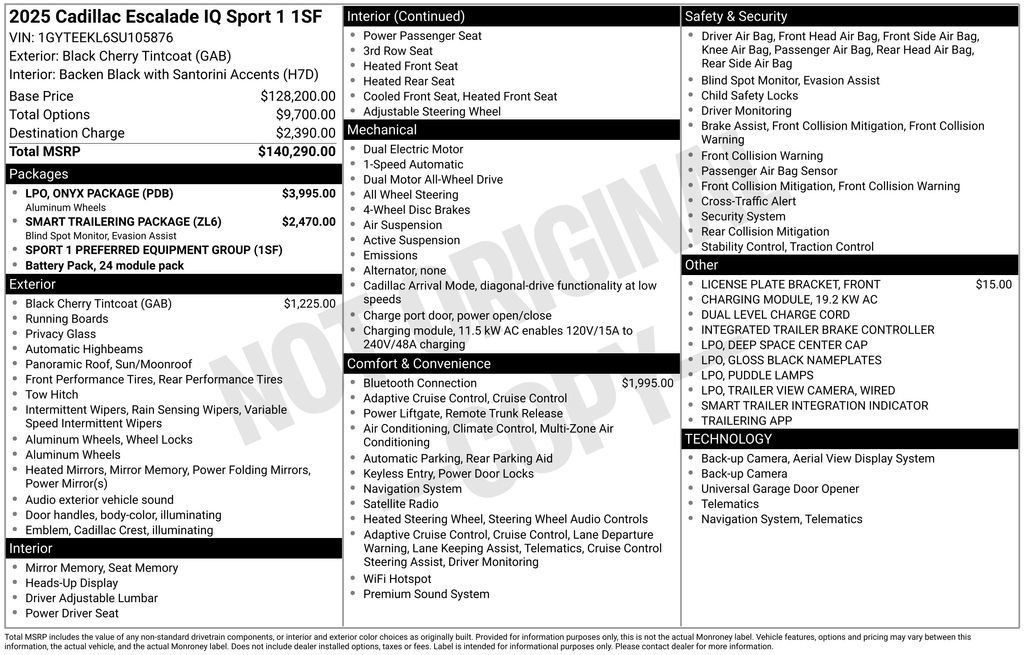 New 2025 Cadillac Escalade IQ Sport 1 w/ LPO, ONYX Package AWD/4WD image 52
