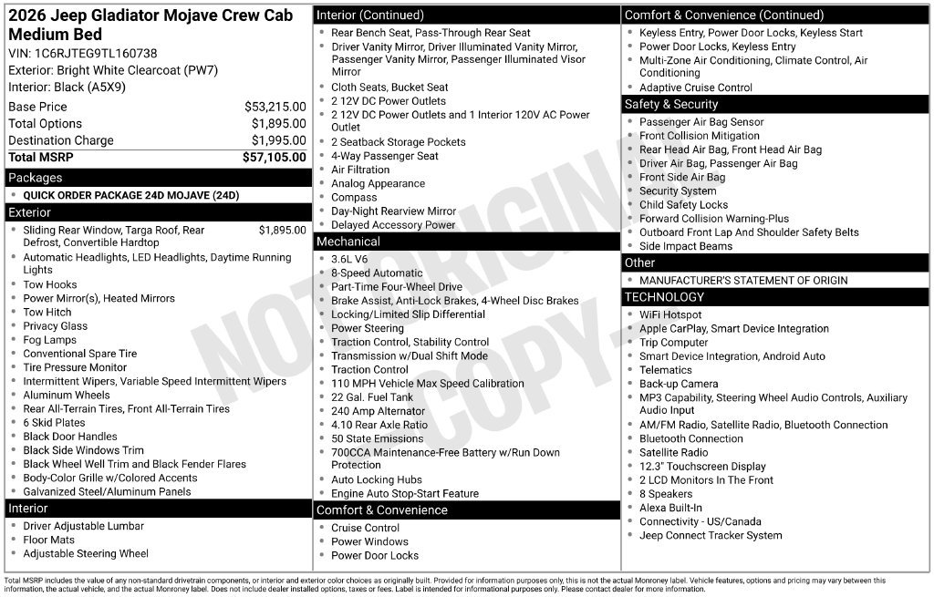 Certified 2026 Jeep Gladiator Mojave AWD/4WD image 52