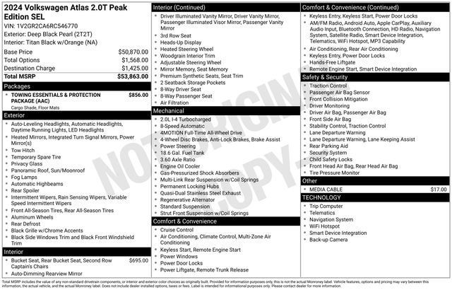 Used 2024 Volkswagen Atlas Peak Edition SEL AWD/4WD image 38