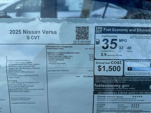 Certified 2025 Nissan Versa S w/ Trunk Package image 37