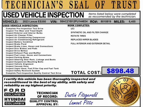 Used 2023 Lexus ES 350 w/ Accessory Package (Z1) image 2