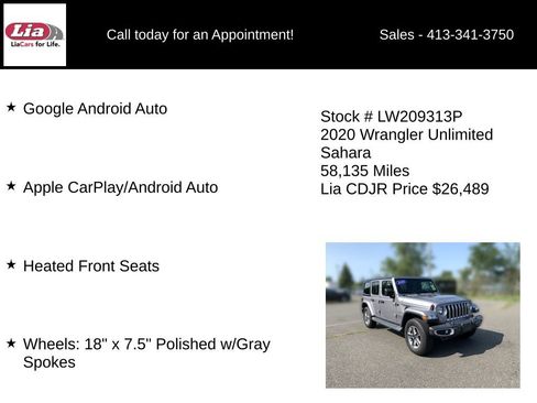 Used 2020 Jeep Wrangler Unlimited Sahara w/ Cold Weather Group AWD/4WD image 11