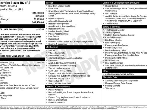 Used 2020 Chevrolet Blazer RS w/ LPO, Floor Liner Package FWD image 5