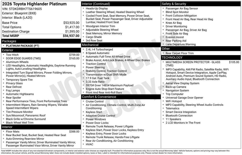 New 2026 Toyota Highlander Platinum AWD/4WD image 23