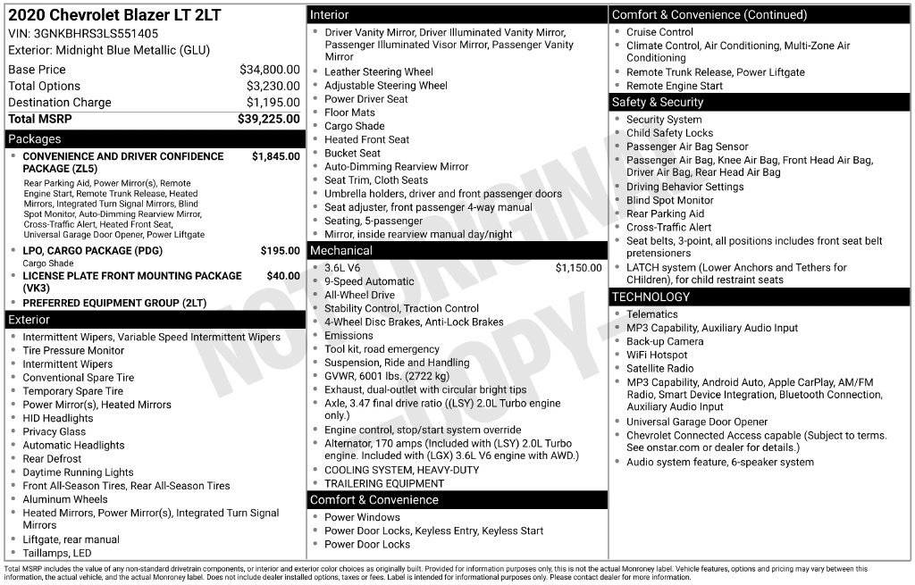Used 2020 Chevrolet Blazer LT AWD/4WD image 13