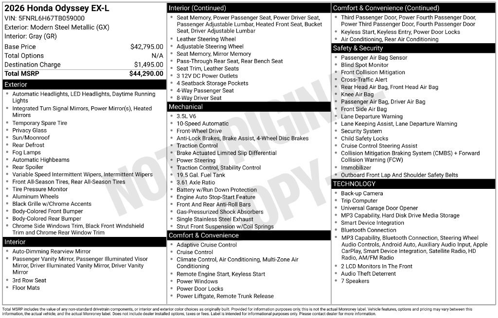Certified 2026 Honda Odyssey EX-L image 42