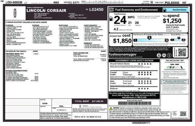 Certified 2023 Lincoln Corsair AWD w/ Equipment Group 101A image 69